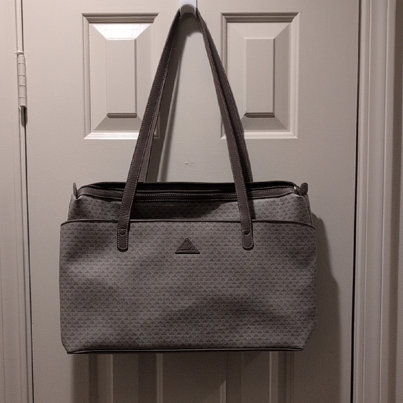 Vintage 1984 Liz Claiborne Gray Patterned Tote Bag - Picture 1 of 9